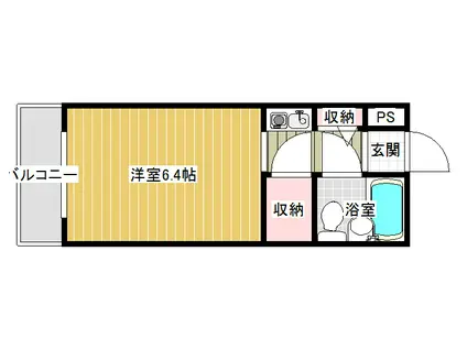 スカイキャンパス旭ヶ丘(1K/1階)の間取り写真
