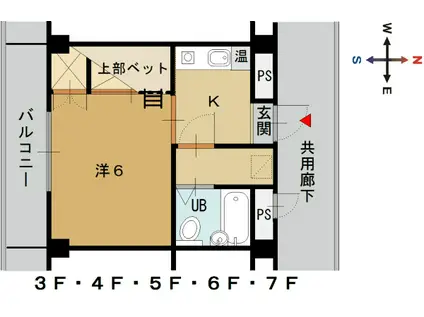 ジオVIII(1K/4階)の間取り写真