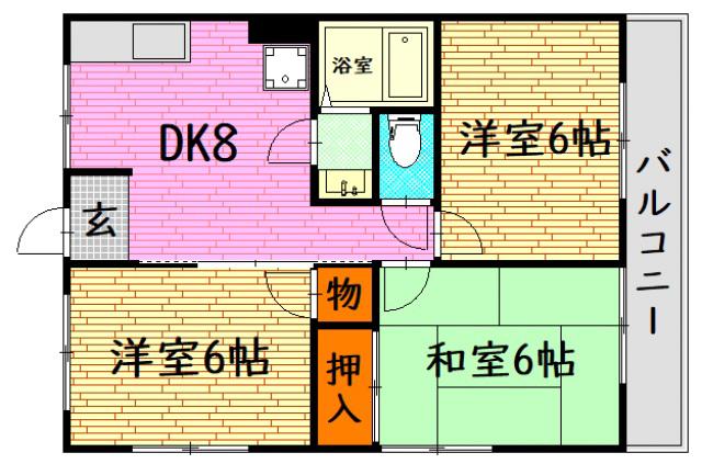 コーポ熊本(3DK/3階)の間取り写真