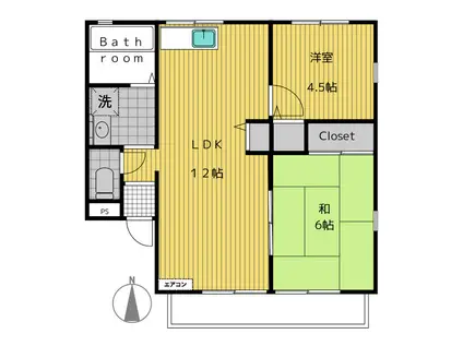 ラフィーネ南郊D(2LDK/2階)の間取り写真