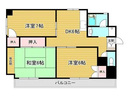コーポヤナセ(3DK/3階)の間取り写真