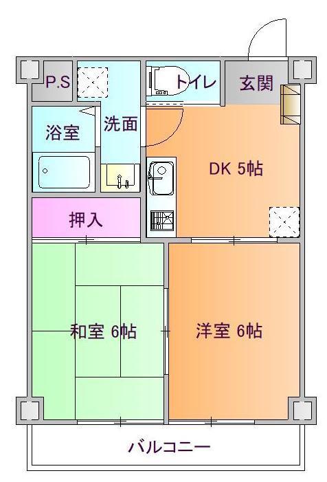 ロジュマンあかね(2DK/2階)の間取り写真