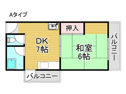 シャトー天神ノ森(1DK/4階)の間取り写真