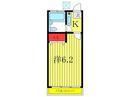桜コーポ(1K/1階)の間取り写真