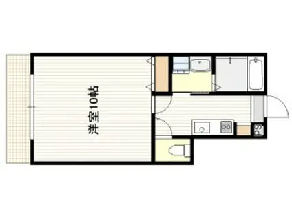 広島電鉄宮島線 楽々園駅 徒歩17分 2階建 築3年(1K/1階)の間取り写真