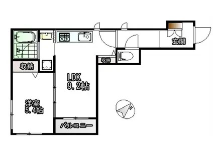 SOLIDE赤塚(1LDK/1階)の間取り写真