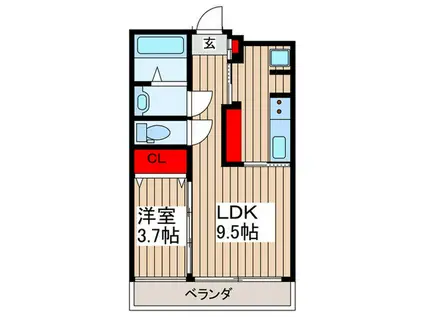 コンフォート千間台(1LDK/3階)の間取り写真