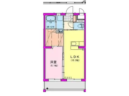 都城下川東2丁目マンション(1LDK/3階)の間取り写真