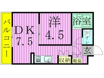 ジュネパレス松戸第21(1DK/2階)の間取り写真