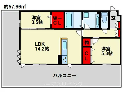 SHIZUKA 大里(2LDK/1階)の間取り写真