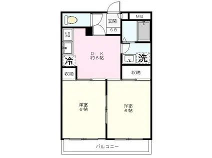 プリムローズ菊名五番館(2DK/3階)の間取り写真