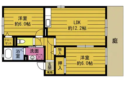ボナール平松(2LDK/2階)の間取り写真