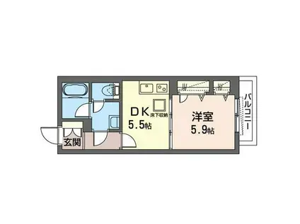 駒VILLAGE(1DK/1階)の間取り写真