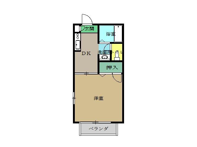 エスポワール(1K/1階)の間取り写真