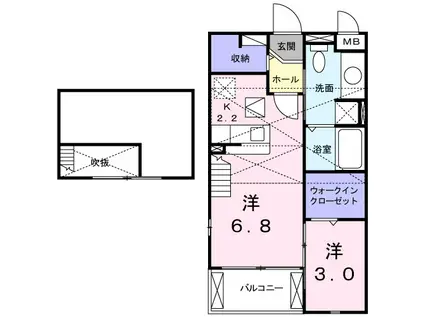 コウジィーコート I(1DK/2階)の間取り写真