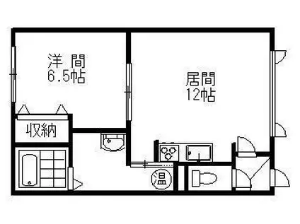 MIYABIHEIGHTS(1LDK/2階)の間取り写真