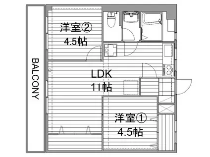 第16上野ビル(2LDK/4階)の間取り写真