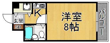 西北チェリー(1K/2階)の間取り写真