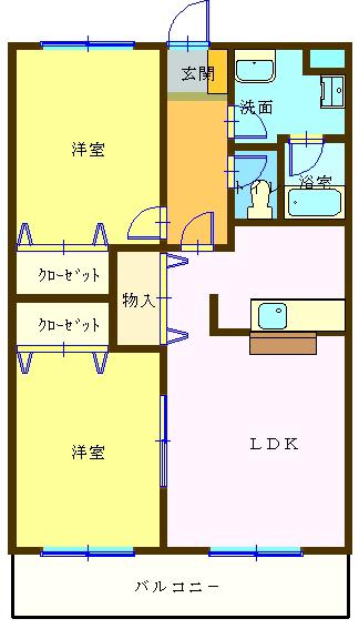 フェアリーテールマンション(2LDK/3階)の間取り写真