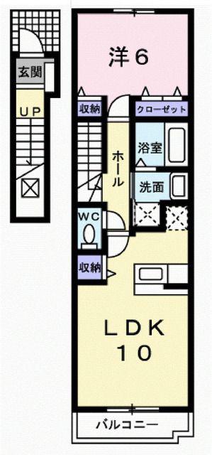 スカイフィールド・アサカA(1LDK/2階)の間取り写真