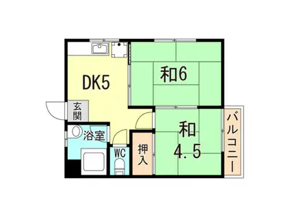 福家マンション(2DK/4階)の間取り写真