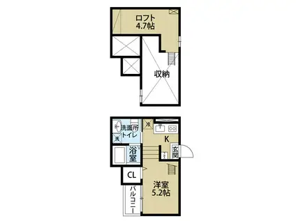 CRASTINE芝町(1K/1階)の間取り写真