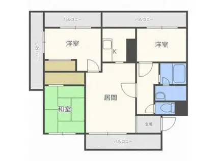 アンクレール宮の森(3LDK/2階)の間取り写真