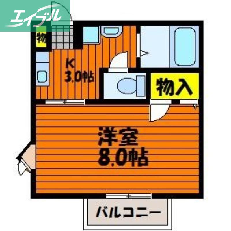 エルモント F棟(1K/1階)の間取り写真