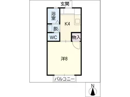 プレジール九番町(1K/2階)の間取り写真