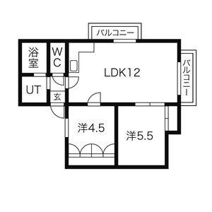 スカイハイツ T1(2LDK/4階)の間取り写真