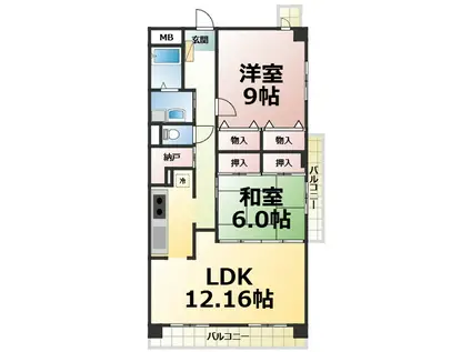 イースト・リバージュ(2SLDK/3階)の間取り写真