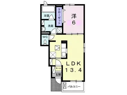 レガート春日II(1LDK/1階)の間取り写真