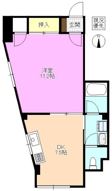 まなまゆビル(1DK/3階)の間取り写真