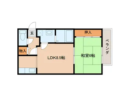 ビヨンドエミネンス C棟(1LDK/2階)の間取り写真