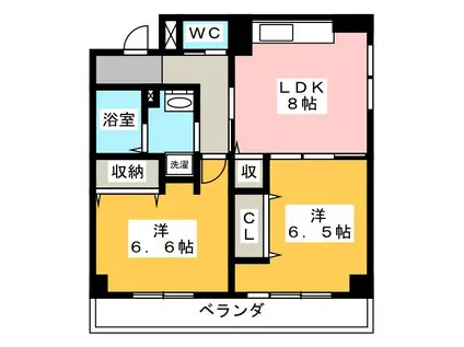 からたちハイツ(2LDK/3階)の間取り写真