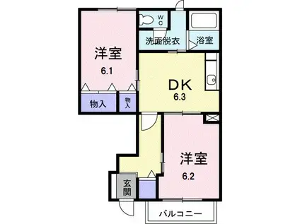 グランメール・U(2DK/1階)の間取り写真