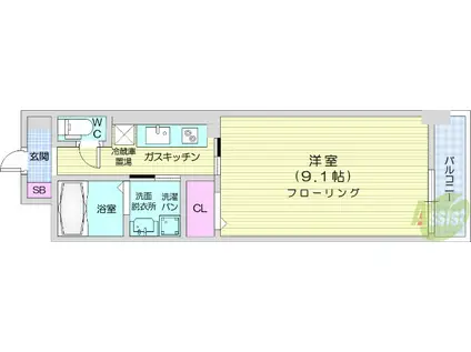 プレッサ泉中央(1K/2階)の間取り写真