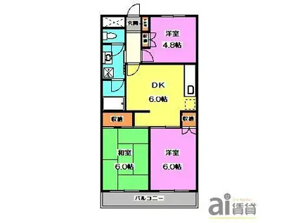 エポック旭野(3DK/1階)の間取り写真