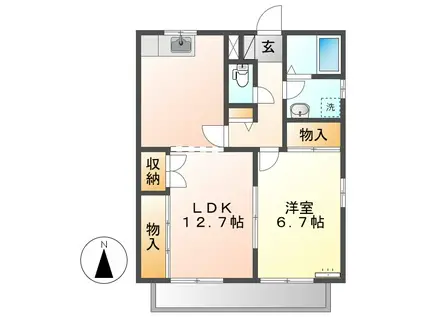 アモロッソSアンドS(1LDK/2階)の間取り写真