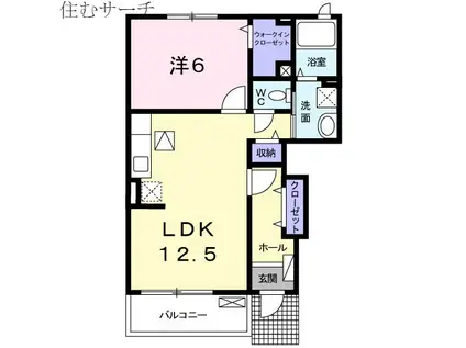 リアンヴィラージュA棟(1LDK/1階)の間取り写真