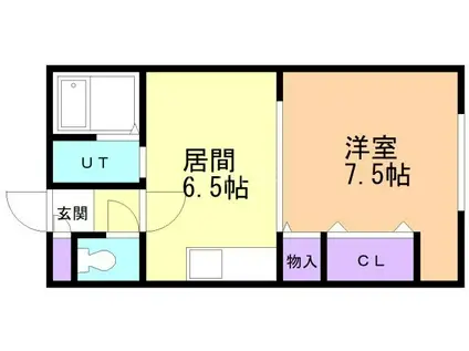 グレープ館A(1DK/1階)の間取り写真