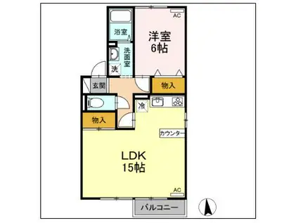 メゾン・ド・グランメール I(1LDK/2階)の間取り写真