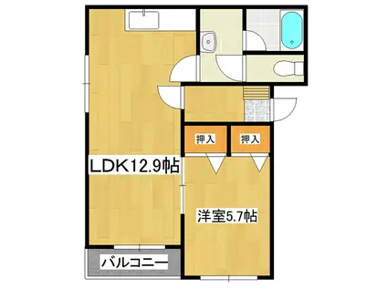 ヒーロー1番館(1LDK/1階)の間取り写真