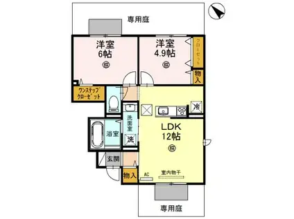 サニーコート加佐(2LDK/1階)の間取り写真