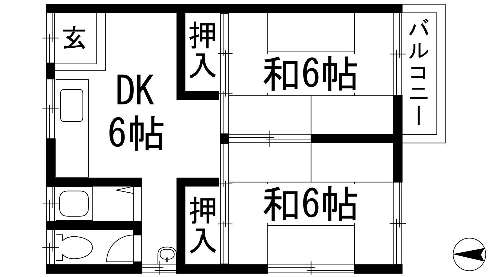 OHJIハイツ(2DK/2階)の間取り写真