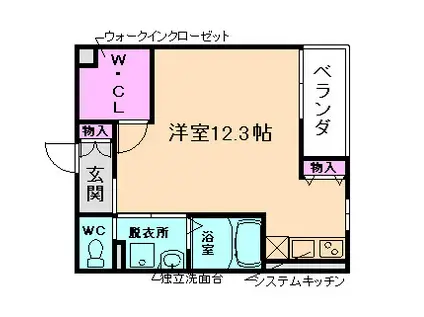 エミネンス蛍池(ワンルーム/1階)の間取り写真