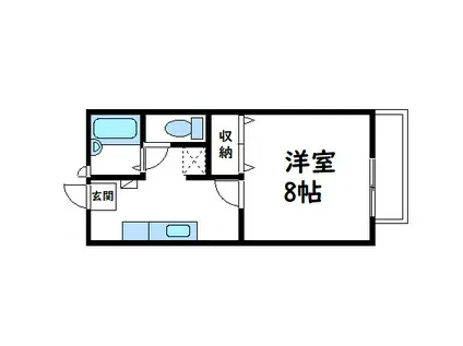 ビーライン川南 A(1K/2階)の間取り写真