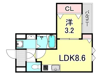 阪神本線 鳴尾・武庫川女子大前駅 徒歩7分 3階建 築1年(1LDK/1階)の間取り写真