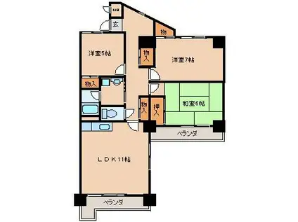 ラ・ディジェム旭(3LDK/5階)の間取り写真