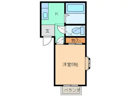 カーサ・アマーレ A(1K/2階)の間取り写真